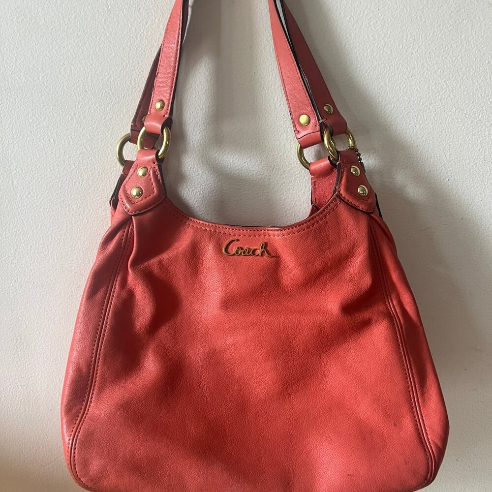 COACH ASHLEY LEATHER HOBO SHOULDER BAG PEACH